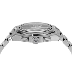 Emporio Armani AR11560 Men’s Black Dial Silver Stainless Steel Federico Chronograph Watch - Luxury Hub Store