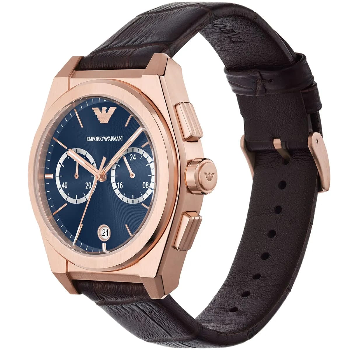 Emporio Armani AR11563 Men’s Blue Dial Brown Leather Federico Chronograph Watch - Luxury Hub Store