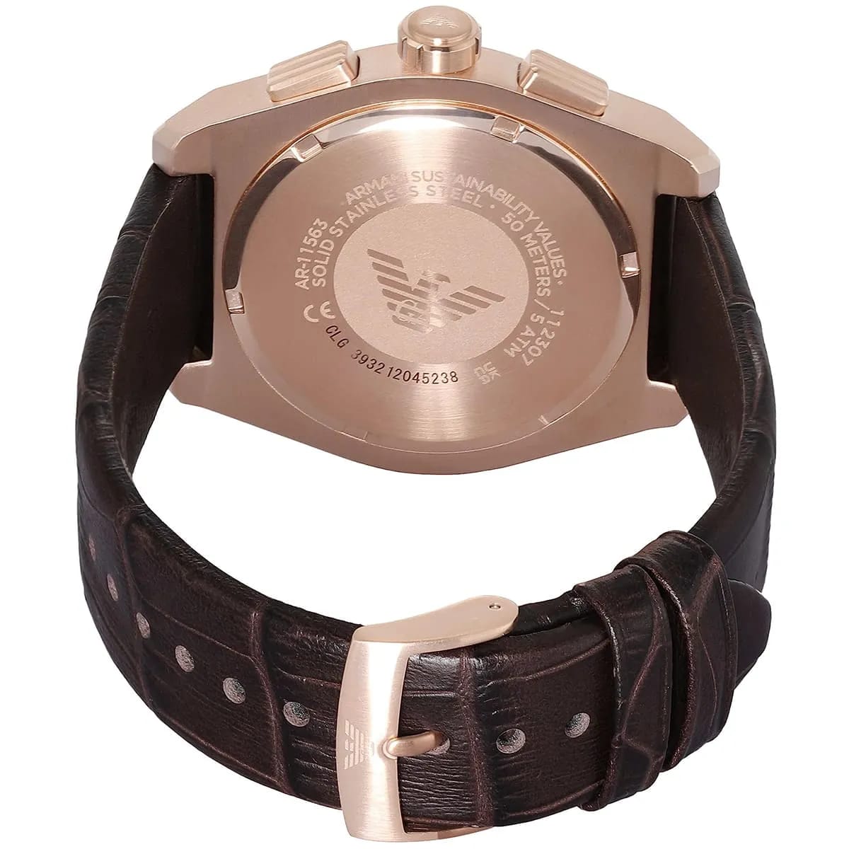 Emporio Armani AR11563 Men’s Blue Dial Brown Leather Federico Chronograph Watch - Luxury Hub Store