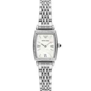 Emporio Armani AR11405 Women’s Mother of Pearl Dial Silver Stainless Steel Gianni T-Bar Watch - Luxury Hub Store