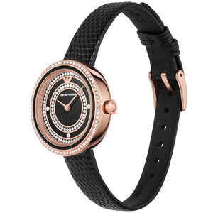 Emporio Armani AR11493 Women’s Black Dial Rose Gold Leather Rosa Watch - Luxury Hub Store