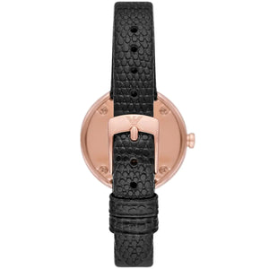 Emporio Armani AR11493 Women’s Black Dial Rose Gold Leather Rosa Watch - Luxury Hub Store