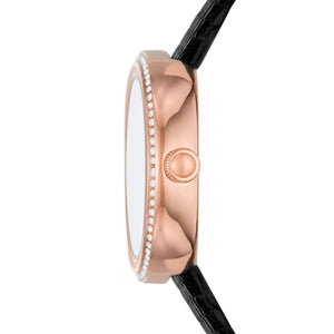Emporio Armani AR11493 Women’s Black Dial Rose Gold Leather Rosa Watch - Luxury Hub Store