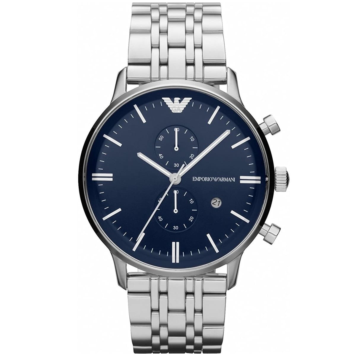 Emporio Armani AR1648 Men’s Blue Dial Stainless Steel Gianni Watch - Luxury Hub Store