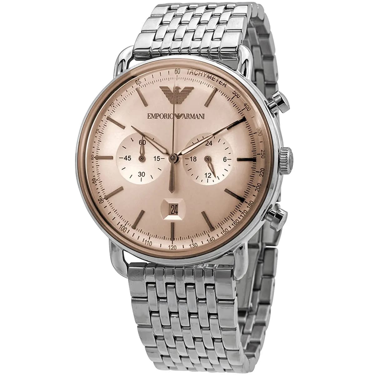 Emporio Armani AR11239 Men’s Champagne Dial Stainless Steel Aviator Watch - Luxury Hub Store