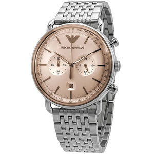 Emporio Armani AR11239 Men’s Champagne Dial Stainless Steel Aviator Watch - Luxury Hub Store