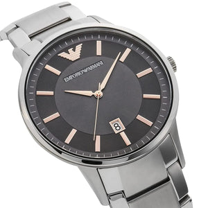 Emporio Armani AR11179 Men’s Black Dial Stainless Steel Renato Watch - Luxury Hub Store