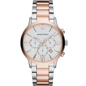 Emporio Armani AR11209 Men’s White Dial Two-Tone Stainless Steel Giovanni Watch - Luxury Hub Store