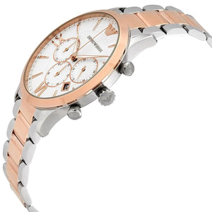 Emporio Armani AR11209 Men’s White Dial Two-Tone Stainless Steel Giovanni Watch - Luxury Hub Store