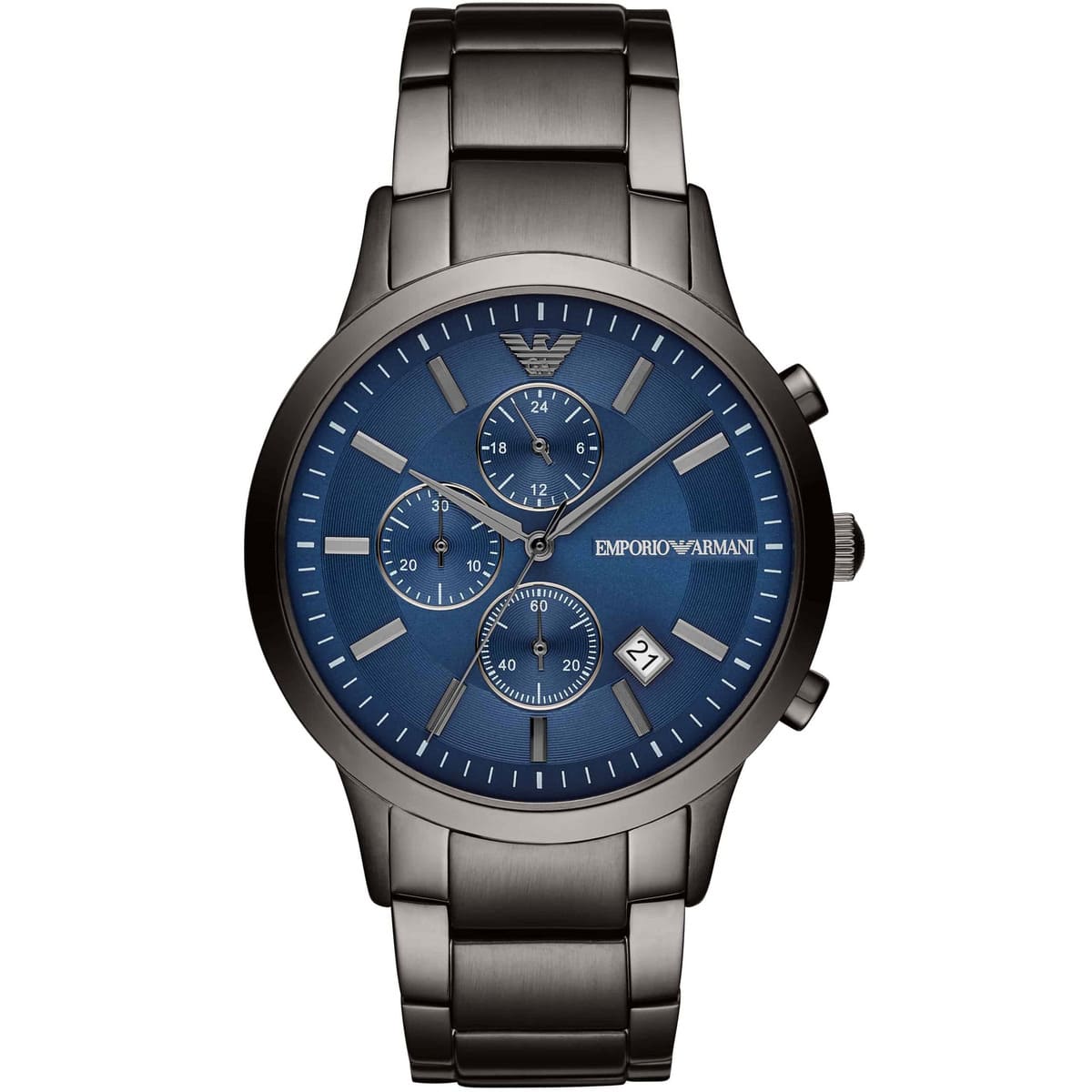 Emporio Armani AR11215 Men’s Blue Dial Gunmetal Stainless Steel Renato Watch - Luxury Hub Store