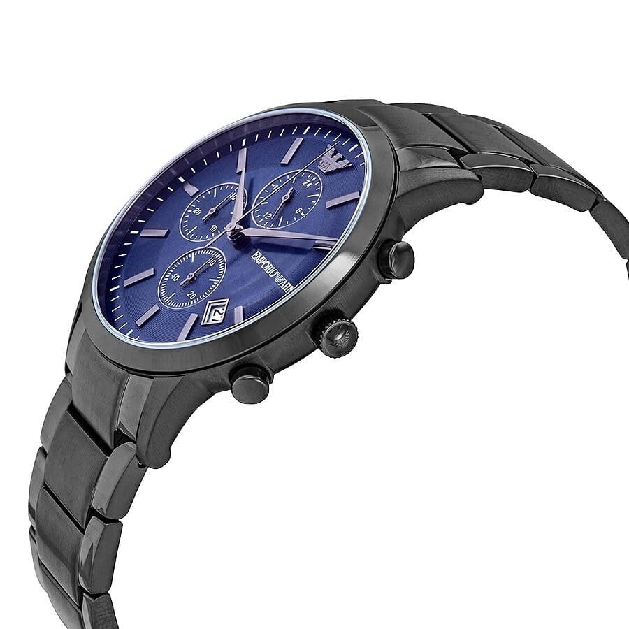 Emporio Armani AR11215 Men’s Blue Dial Gunmetal Stainless Steel Renato Watch - Luxury Hub Store