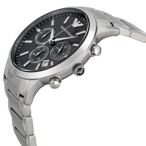 Emporio Armani AR2434 Men’s Black Dial Stainless Steel Renato Watch - Luxury Hub Store