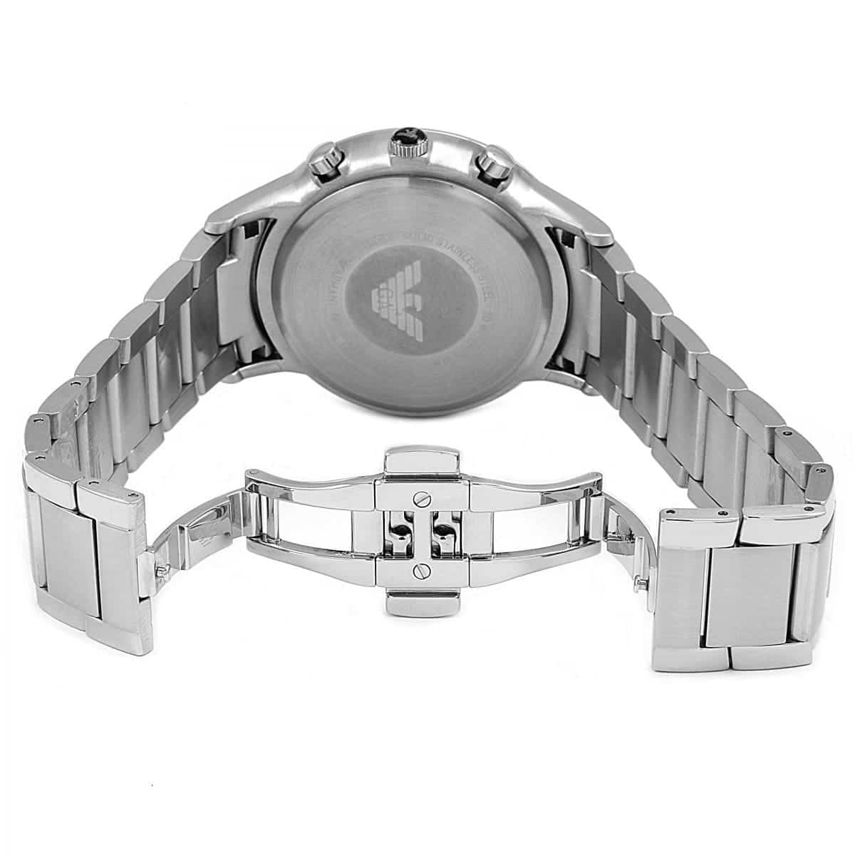 Emporio Armani AR2434 Men’s Black Dial Stainless Steel Renato Watch - Luxury Hub Store