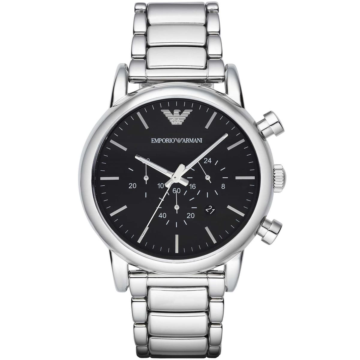 Emporio Armani AR1894 Men’s Black Dial Stainless Steel Luigi Chronograph Watch - Luxury Hub Store