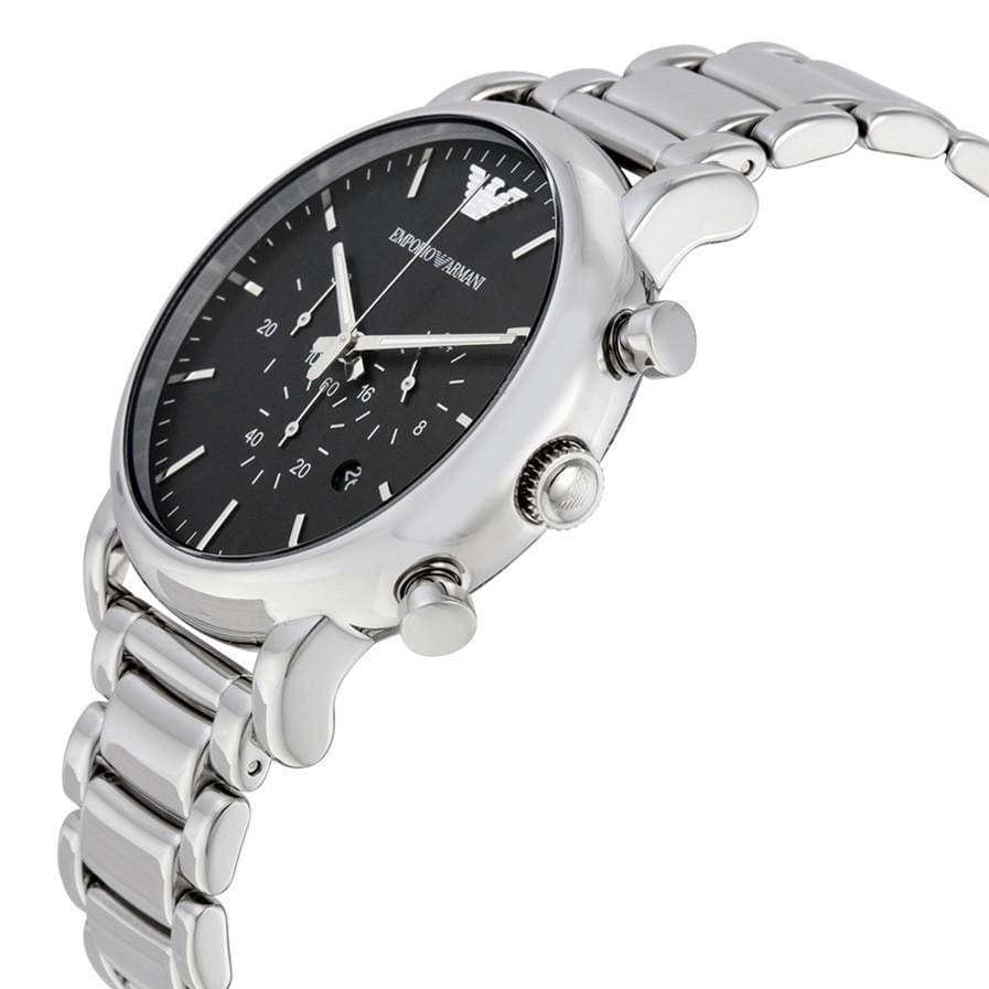 Emporio Armani AR1894 Men’s Black Dial Stainless Steel Luigi Chronograph Watch - Luxury Hub Store