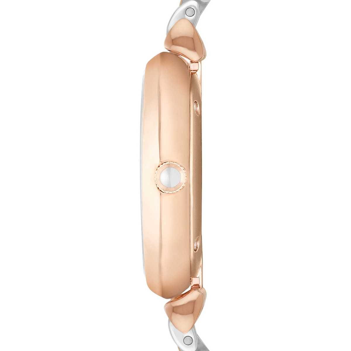 Emporio Armani AR1683 Women’s Mother of Pearl Dial Two-Tone Stainless Steel Gianni T-Bar Watch - Luxury Hub Store