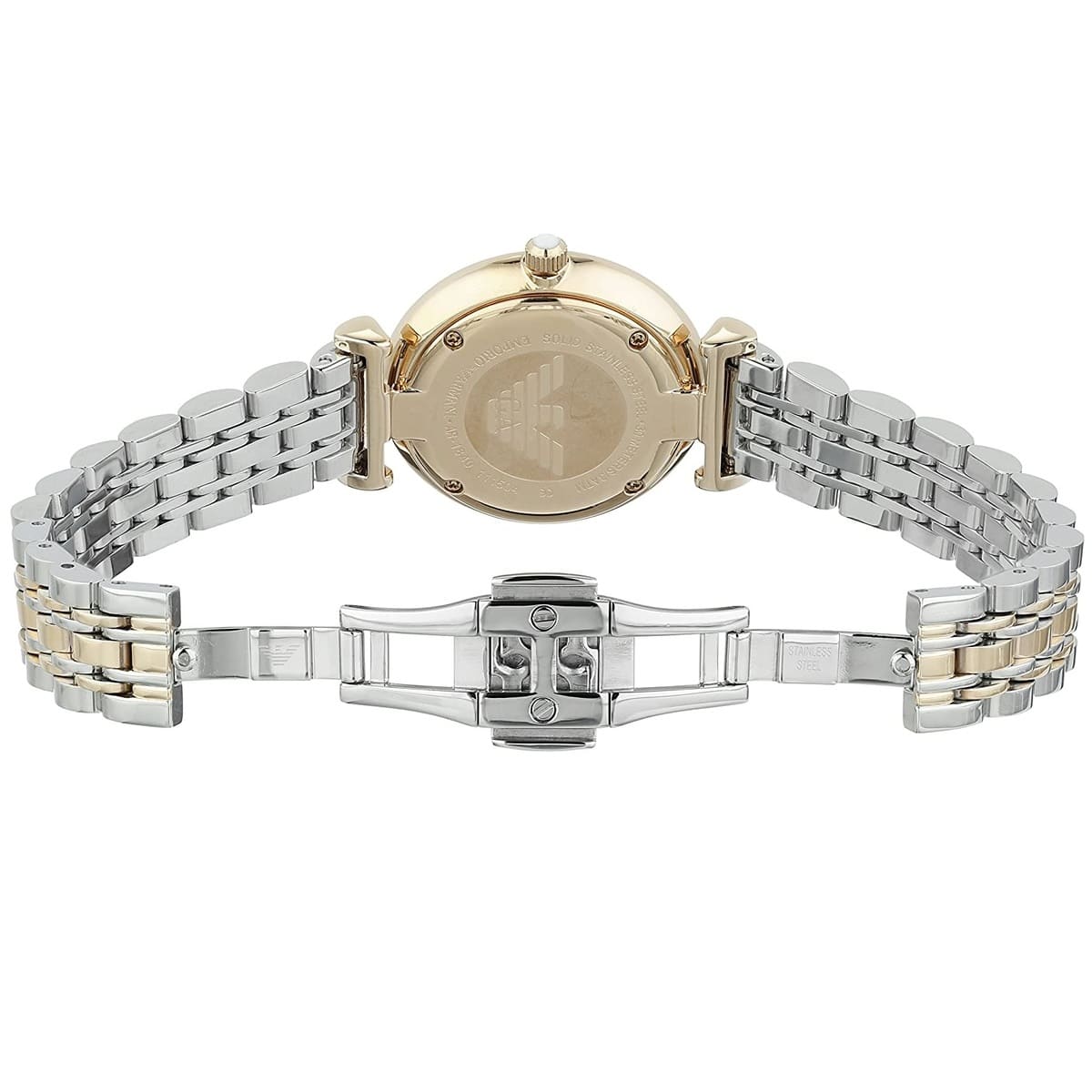 Emporio Armani AR8031 Women’s Crystal Dial Two-Tone Stainless Steel Gianni T-Bar Watch - Luxury Hub Store