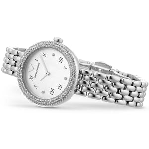 Emporio Armani AR11354 Women’s Mother of Pearl Dial Stainless Steel Rosa Watch - Luxury Hub Store