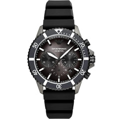 Emporio Armani AR11515 Men’s Black Dial Silicone Strap Diver Chronograph Watch - Luxury Hub Store