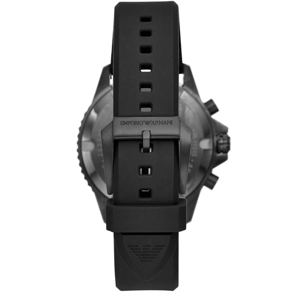 Emporio Armani AR11515 Men’s Black Dial Silicone Strap Diver Chronograph Watch - Luxury Hub Store