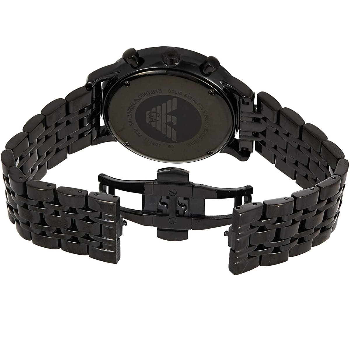 Emporio Armani AR1934 Men’s Black Dial Black Stainless Steel Chronograph Watch - Luxury Hub Store