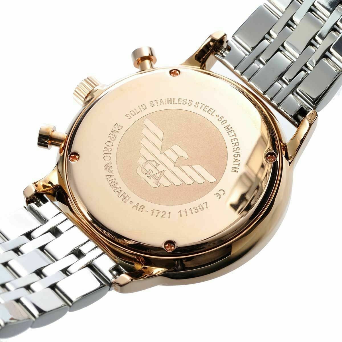 Emporio Armani AR1721 Men’s Grey Dial Two-Tone Stainless Steel Chronograph Watch - Luxury Hub Store