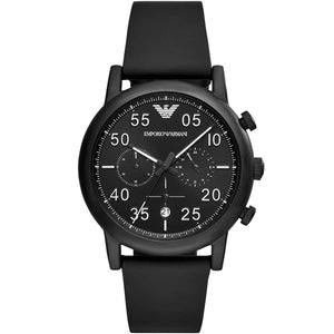 Emporio Armani AR11133 Men’s Black Dial Black Silicone Chronograph Watch - Luxury Hub Store