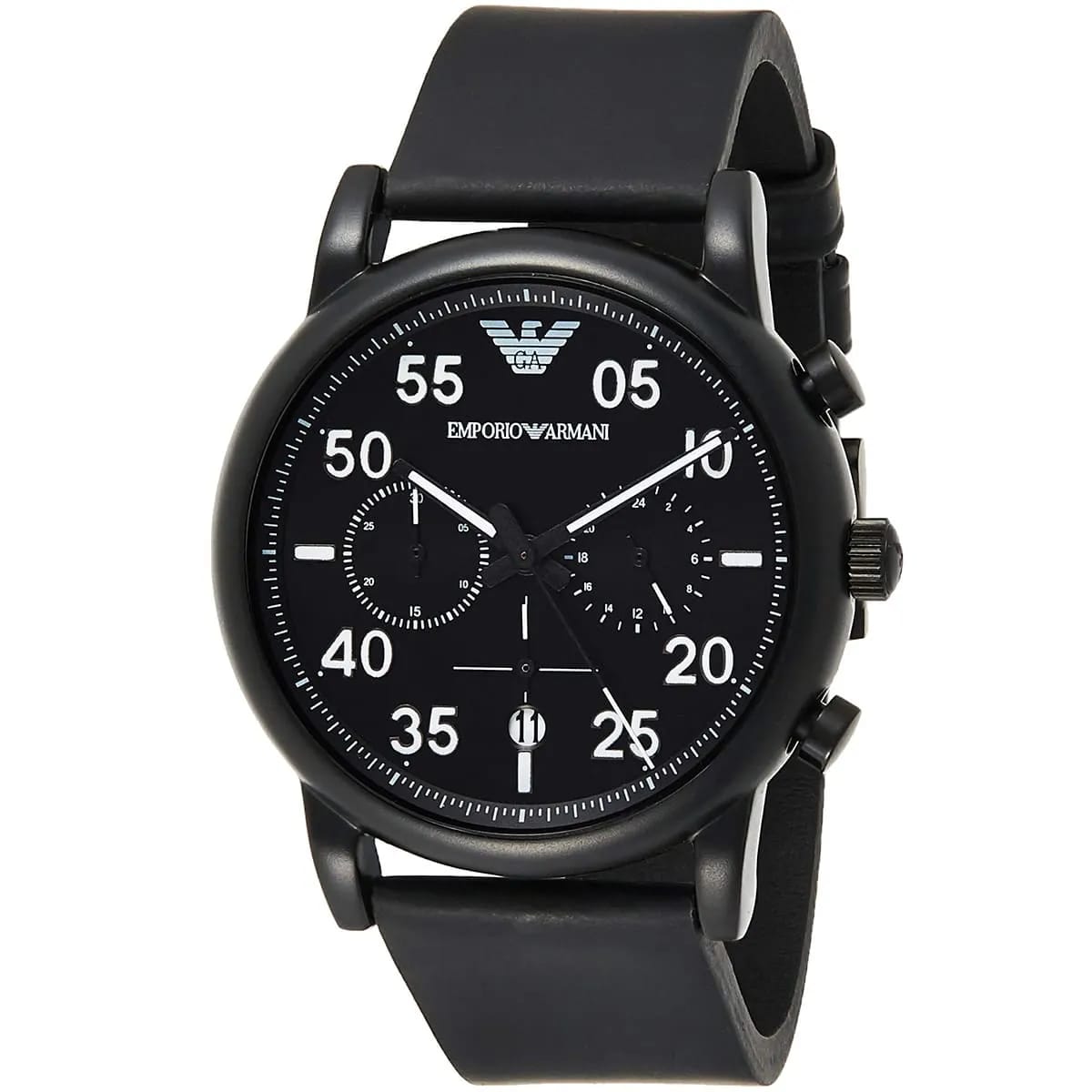 Emporio Armani AR11133 Men’s Black Dial Black Silicone Chronograph Watch - Luxury Hub Store