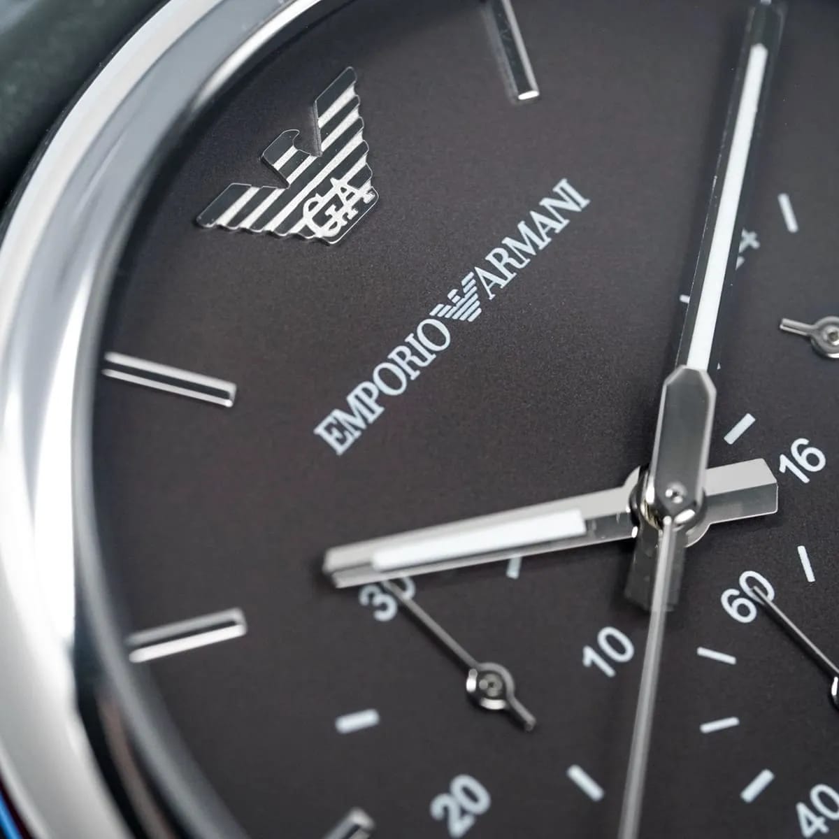 Emporio Armani AR1735 Men’s Grey Dial Grey Leather Chronograph Watch - Luxury Hub Store