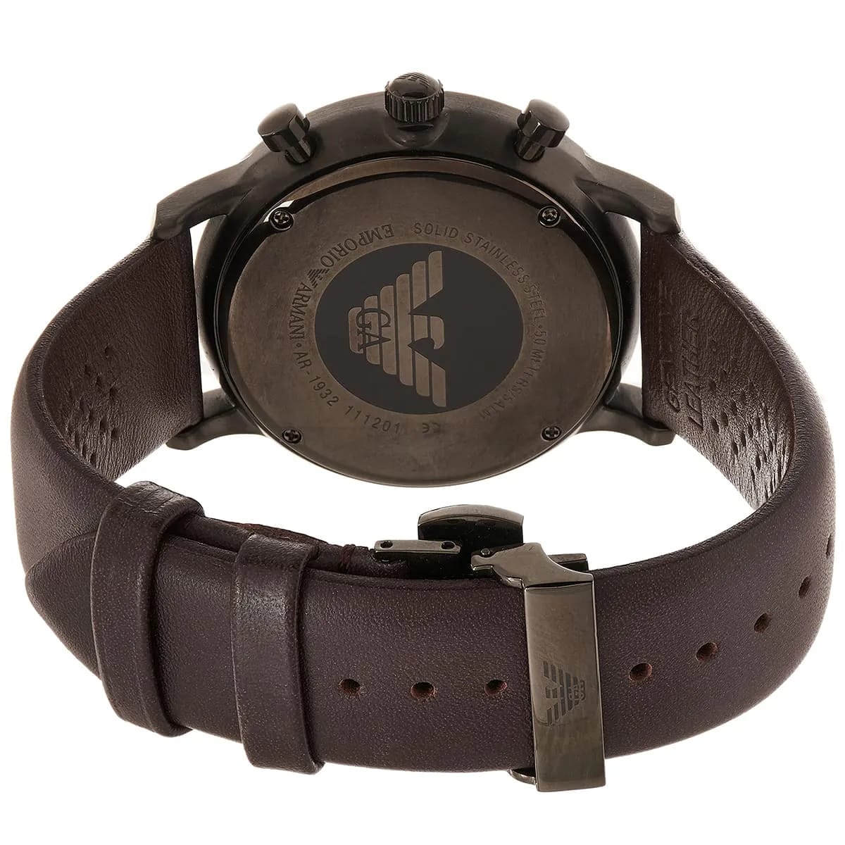Emporio Armani AR1932 Men’s Grey Dial Brown Leather Chronograph Watch - Luxury Hub Store