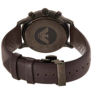 Emporio Armani AR1932 Men’s Grey Dial Brown Leather Chronograph Watch - Luxury Hub Store