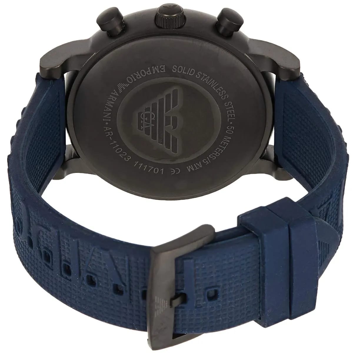 Emporio Armani AR11023 Men’s Black Dial Blue Silicone Strap Chronograph Watch - Luxury Hub Store