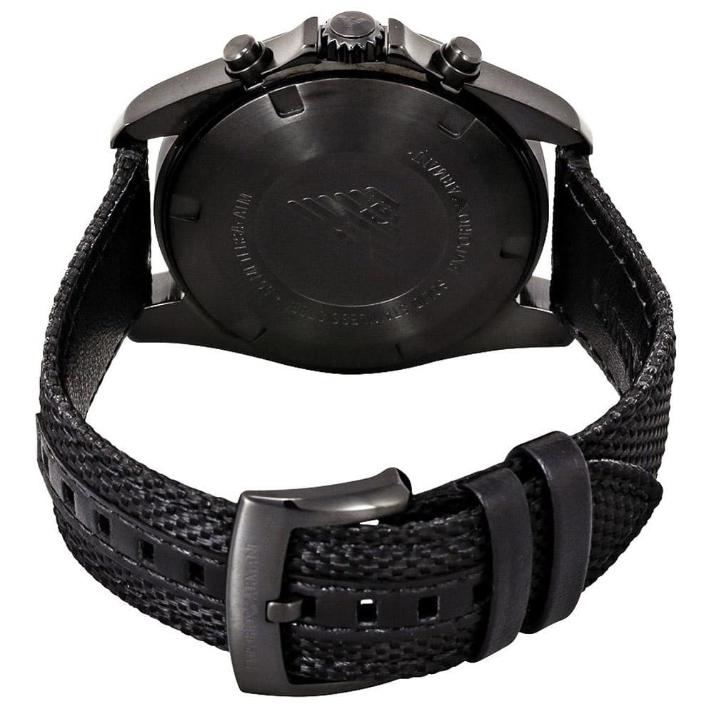 Emporio Armani AR6131 Men’s Black Dial Black Fabric Strap Sigma Chronograph Watch - Luxury Hub Store