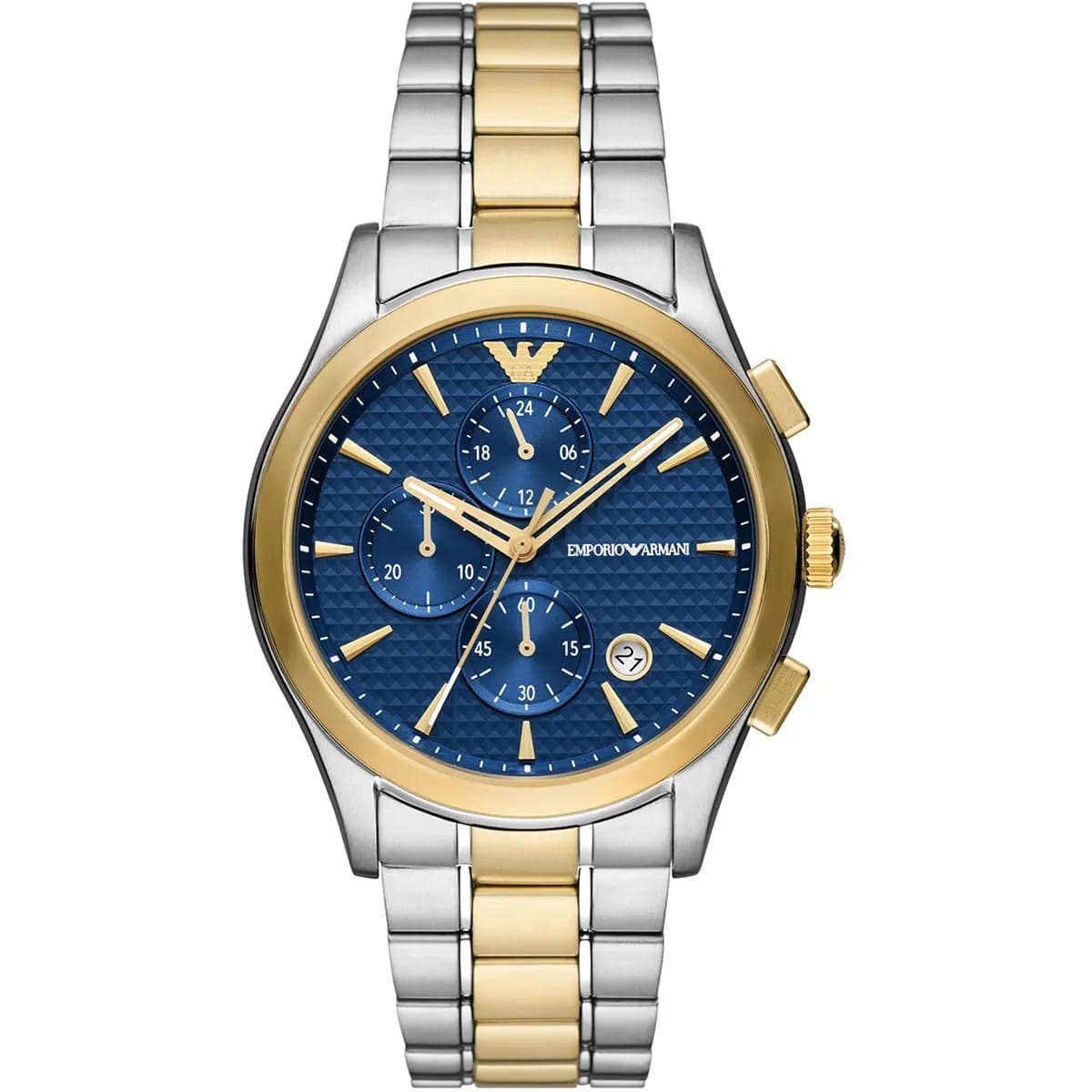 Emporio Armani AR11579 Men’s Blue Dial Two-Tone Stainless Steel Paolo Chronograph Watch - Luxury Hub Store