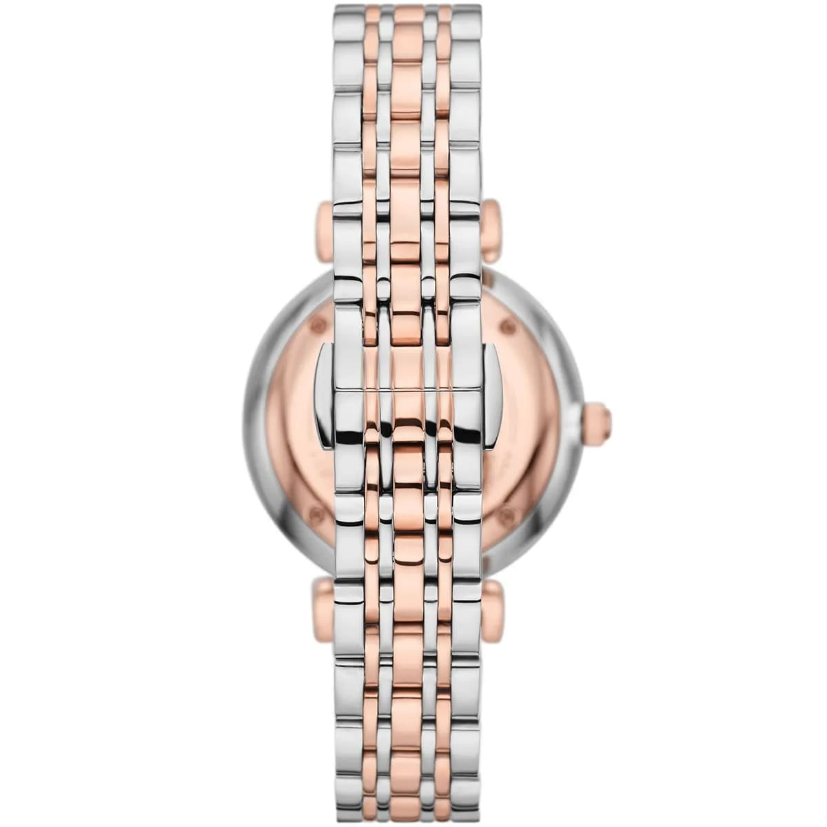 Rose gold and silver stainless steel bracelet and clasp of Armani AR11537 watch