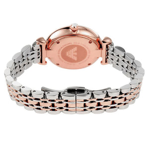 Rose gold and silver stainless steel bracelet and clasp of Armani AR11537 watch
