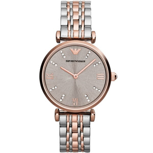 Emporio Armani AR1840 Gianni T-Bar Women's Watch Rose Gold and Grey Dial