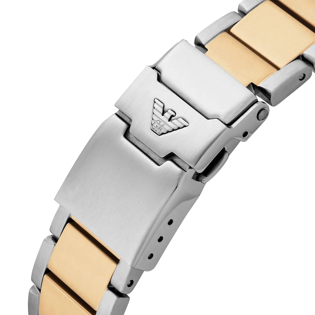 Two-tone silver and gold stainless steel bracelet of Armani AR11680 watch