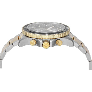 Side view of Emporio Armani AR11680 showing gold crown and chronograph pushers
