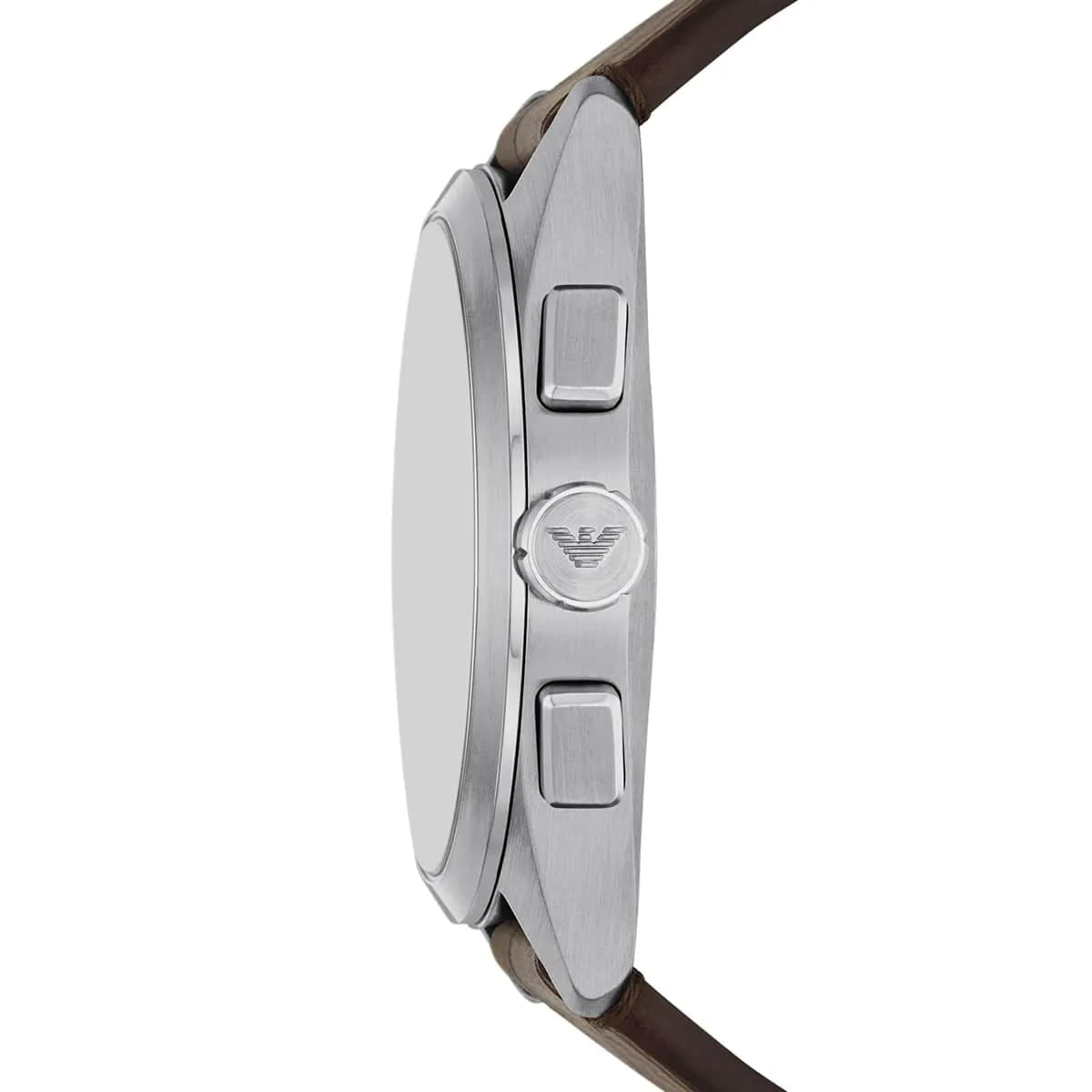 Detailed shot of AR11482 brown croc-embossed genuine leather strap and buckle