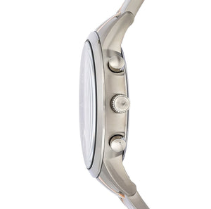 Side view of Emporio Armani AR11165 showing rose gold-tone crown and pushers