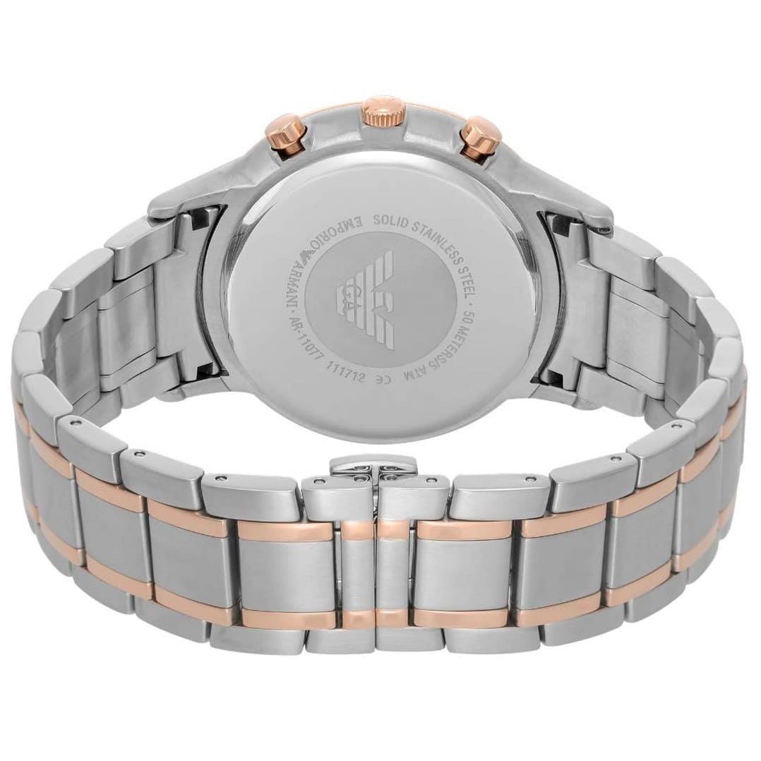 Back case of Emporio Armani AR11076 with engraved logo and serial number