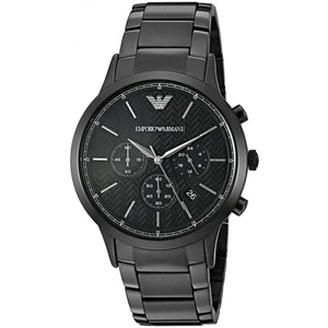 Emporio Armani AR2485 Renato Men's Watch All-Black Chronograph Patterned Dial