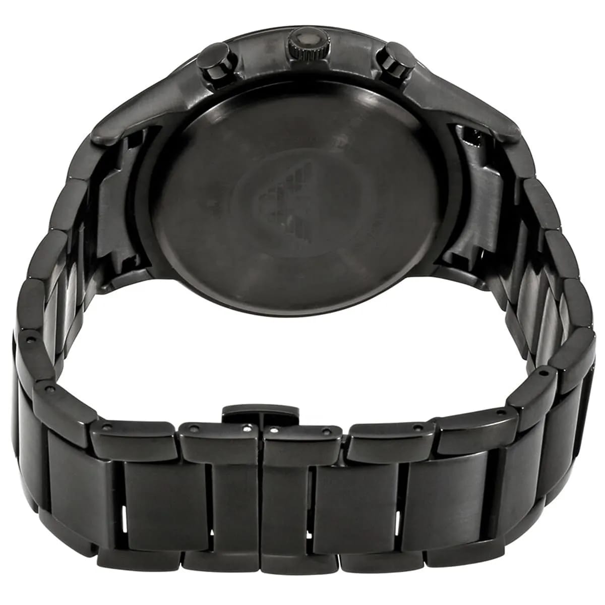 Detailed view of Emporio Armani AR2485 black stainless steel bracelet and clasp