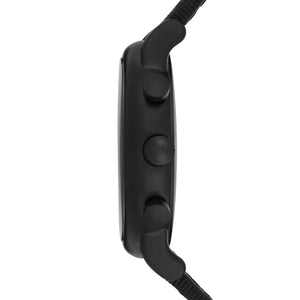 Side view of Emporio Armani AR1948 black case showing crown and pushers