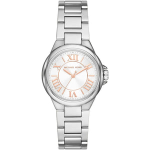 Michael Kors Camille MK7259 women watch with silver round case and rose gold roman numerals