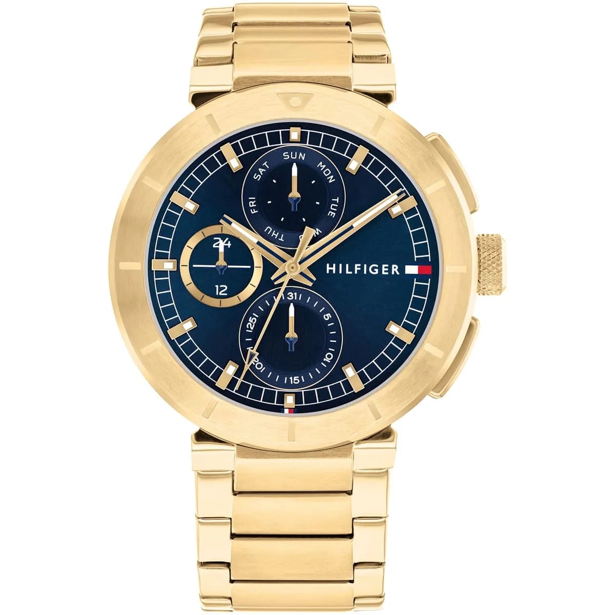Tommy Hilfiger 1792118 Men’s Multi-Function Watch – Blue Dial & Gold Stainless-Steel Bracelet