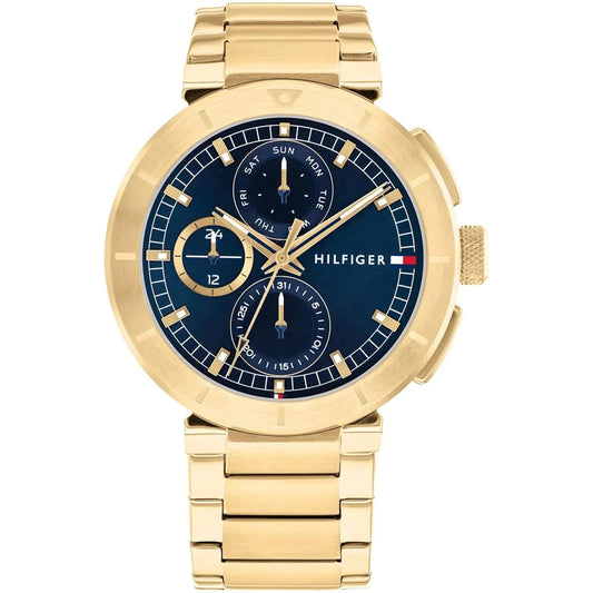 Tommy Hilfiger 1792118 Men’s Multi-Function Watch – Blue Dial & Gold Stainless-Steel Bracelet