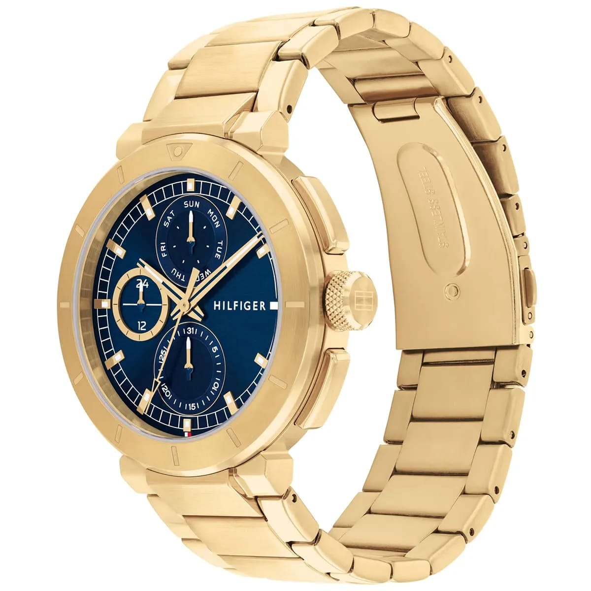 Tommy Hilfiger 1792118 Men’s Multi-Function Watch – Blue Dial & Gold Stainless-Steel Bracelet - Luxury Hub Store