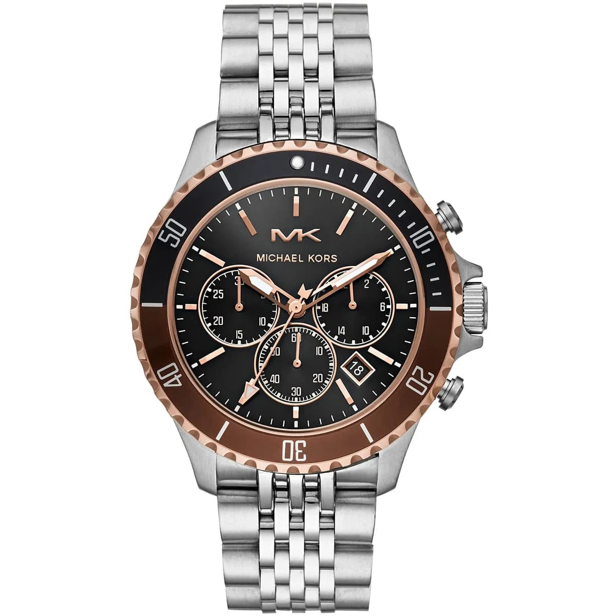 Michael Kors MK8725 Men’s Black Dial Two-Tone Stainless Steel Bayville Chronograph Watch - Luxury Hub Store